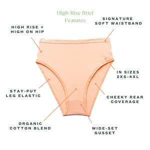 Organic Cotton High-Rise Brief in Peach 3-Pack from Subset