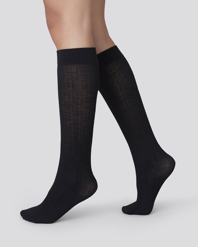 Freja Ribbed Wool Knee-Highs from Swedish Stockings