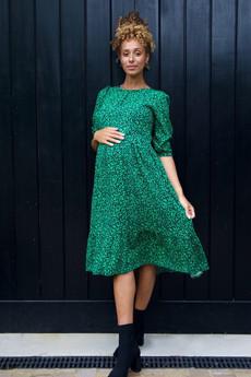 Eden Green Leopard Print Nursing Midi Dress via Tilbea London