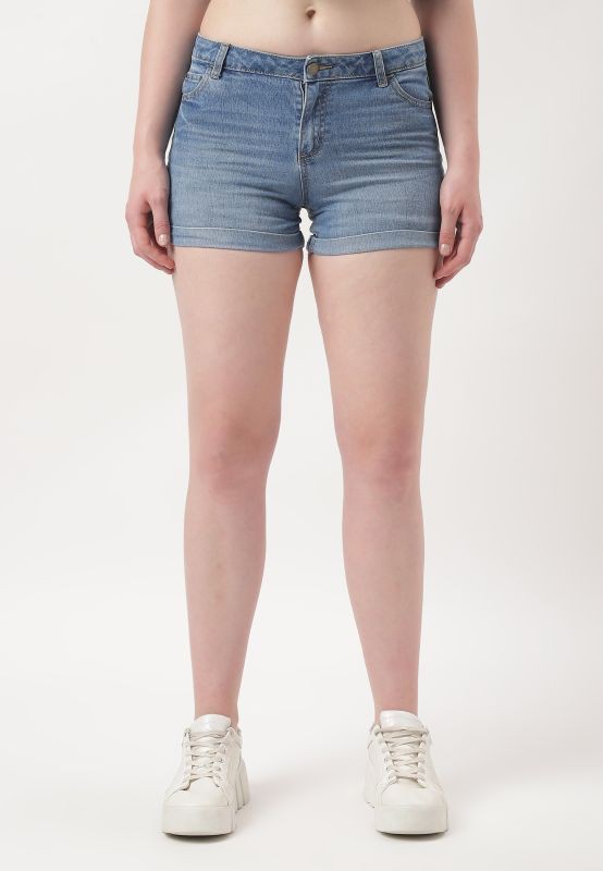 UnExcess Pledge | Gerade Shorts mit mittelhohem Bund und mittlerer Indigofarbe from Un Denim