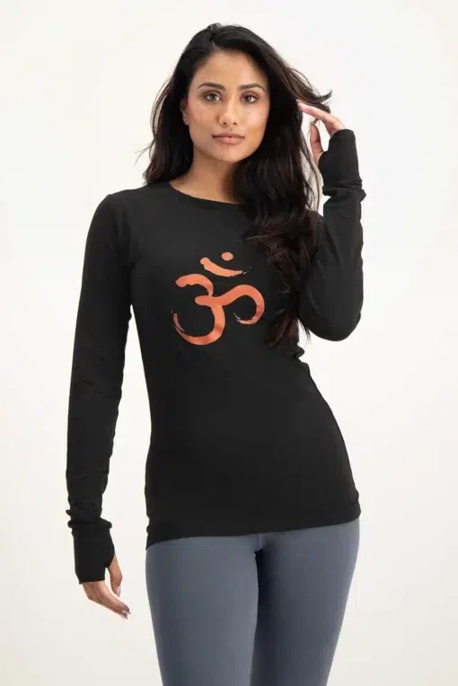 Karuna OM Longsleeve Yoga Shirt – Onyx Black from Urban Goddess