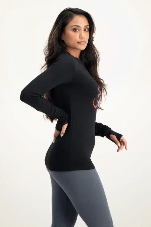 Karuna OM Longsleeve Yoga Shirt – Onyx Black from Urban Goddess