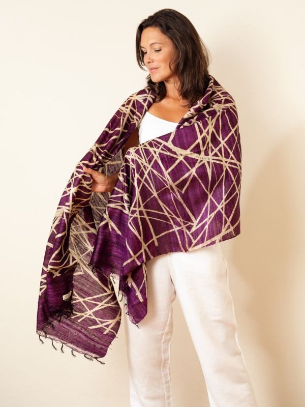 Tussar Silk Scarf Plum from Urban Medley