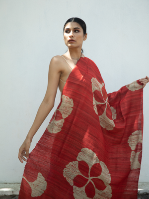 Tussar Silk Scarf Ava Red from Urban Medley