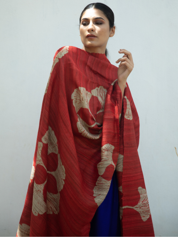 Tussar Silk Scarf Ava Red from Urban Medley