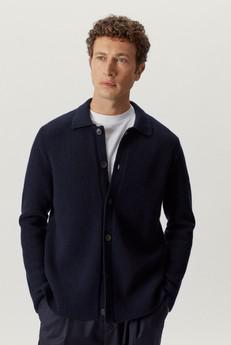 The Woolen Ribbed Overshirt - Blue Navy via Urbankissed