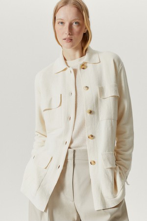 The Linen Cotton Sahariana Jacket - Milk White from Urbankissed