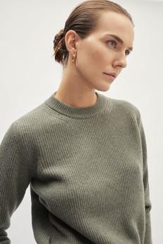 The Woolen Ribbed Sweater - Melange Dust Green via Urbankissed