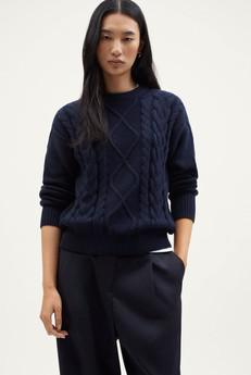 The Organic Cotton Aran Tricot Sweater - Deep Blue via Urbankissed