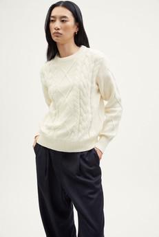 The Organic Cotton Aran Tricot Sweater - Milk White via Urbankissed