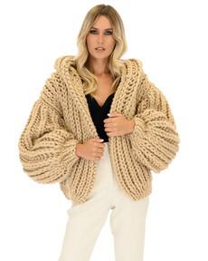 Hooded Chunky Cardigan - Beige via Urbankissed