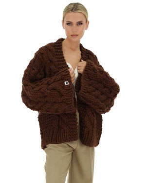 Cable Knit Cardigan - Brown from Urbankissed