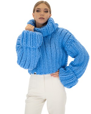 Crop Turtle Neck Jumper - Blue from Urbankissed