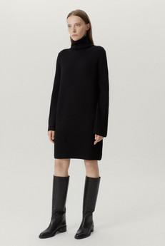 The Merino Wool Short Ribbed Dress - Black via Urbankissed