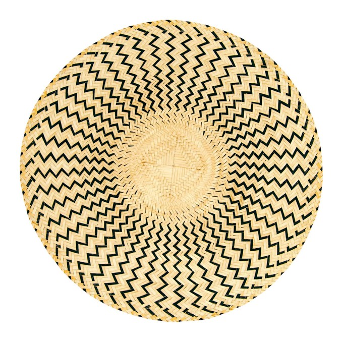 Round Placemats Natural Straw Woven Black (Set x 4) from Urbankissed