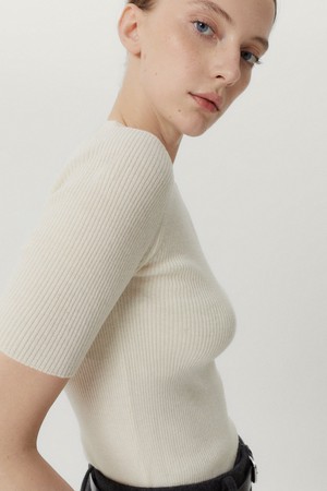 The Ultrasoft Wool Ribbed T-shirt - Natural White from Urbankissed