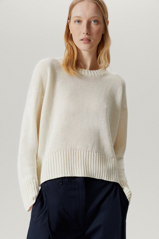 The Pure Linen Boxy Crewneck - Linen White from Urbankissed