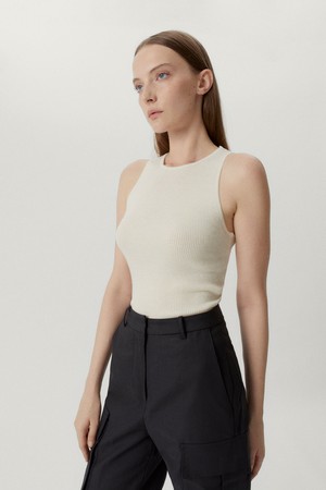 The Ultrasoft Wool Ribbed Tank Top - Natural White from Urbankissed