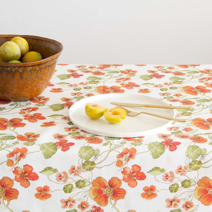 Floral Tablecloth Cotton - Orange Nasturtium from Urbankissed