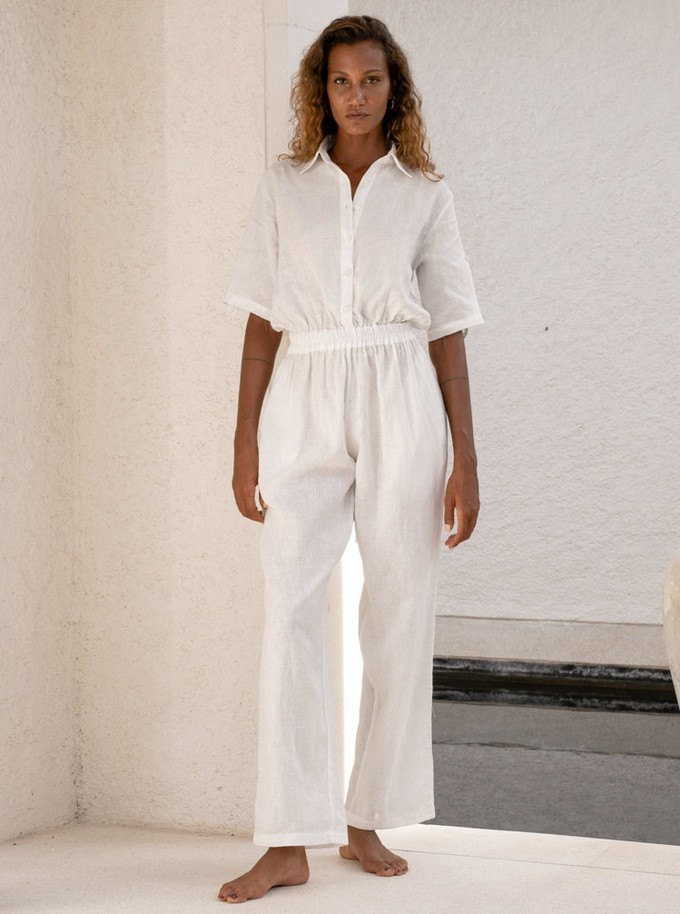 Linen Jumpsuit - White from Urbankissed