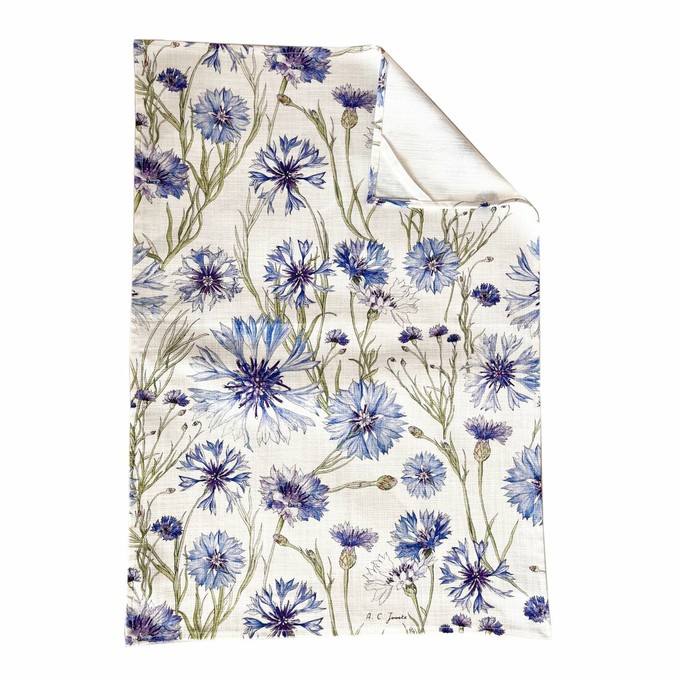 Floral Tea Towel Cotton - Cornflower from Urbankissed