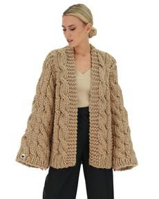 Cable Knit Cardigan - Beige via Urbankissed