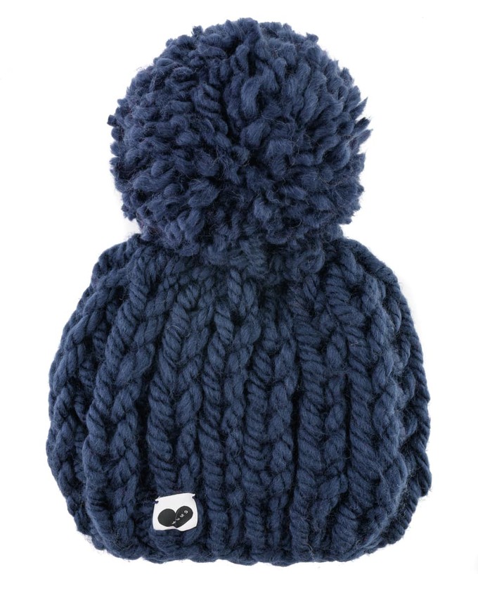 Ribbed PomPom Beanie - Navy from Urbankissed