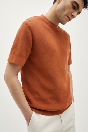 The Organic Cotton Ribbed T-shirt - Terracotta from Urbankissed