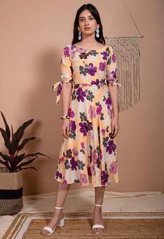 Floral Midi Dress - Lilac Flowers via Urbankissed