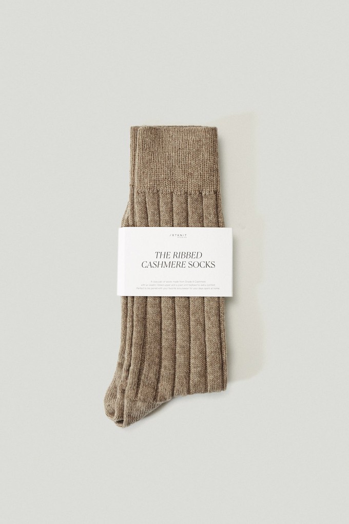 The Cashmere Ribbed Socks - Natural Beige from Urbankissed