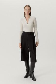 The Merino Wool Ribbed Polo - Snow White via Urbankissed