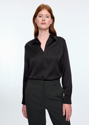 Fringe collar satin blouse from Vanilia