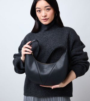 River Vegan Bio-Based Bamboo Leather Hobo Bag in Black from Votch