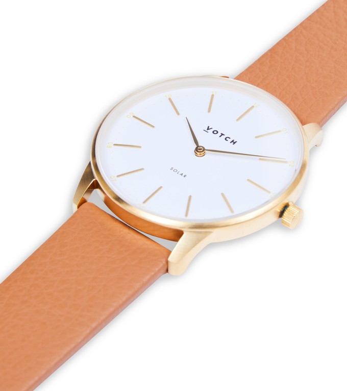 Gold & Tan Watch | Solar Classic from Votch