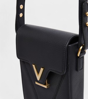 Luna Compact Vegan Bio-Based Bamboo Phone Bag in Black from Votch