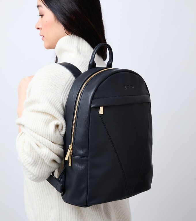 Laurie Vegan Bio-Based Bamboo Leather Backpack in Black from Votch