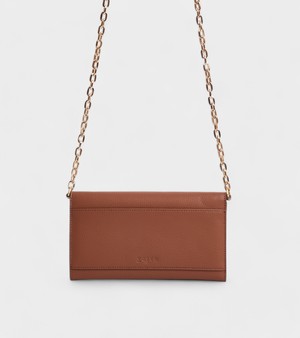 Luella Vegan Bio-Based Bamboo Leather Chain Purse in Brown from Votch