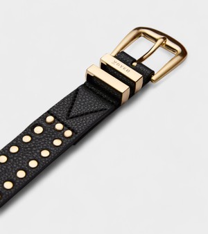 Ayla Vegan Bio-Based Bamboo Western Studded belt in black from Votch