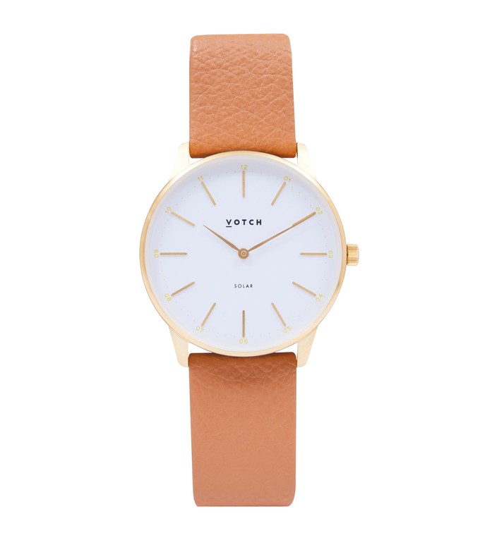 Gold & Tan Watch | Solar Classic from Votch