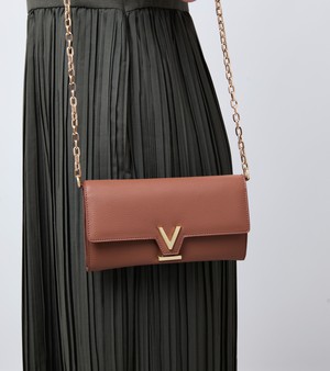 Luella Vegan Bio-Based Bamboo Leather Chain Purse in Brown from Votch