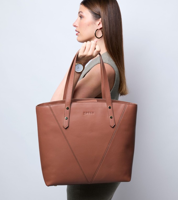 Honor Vegan Bio-Based Bamboo Leather Tote Bag in brown from Votch