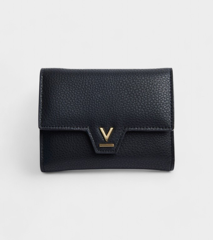 Clemmie Vegan Bio-Based Bamboo Trifold purse in black from Votch