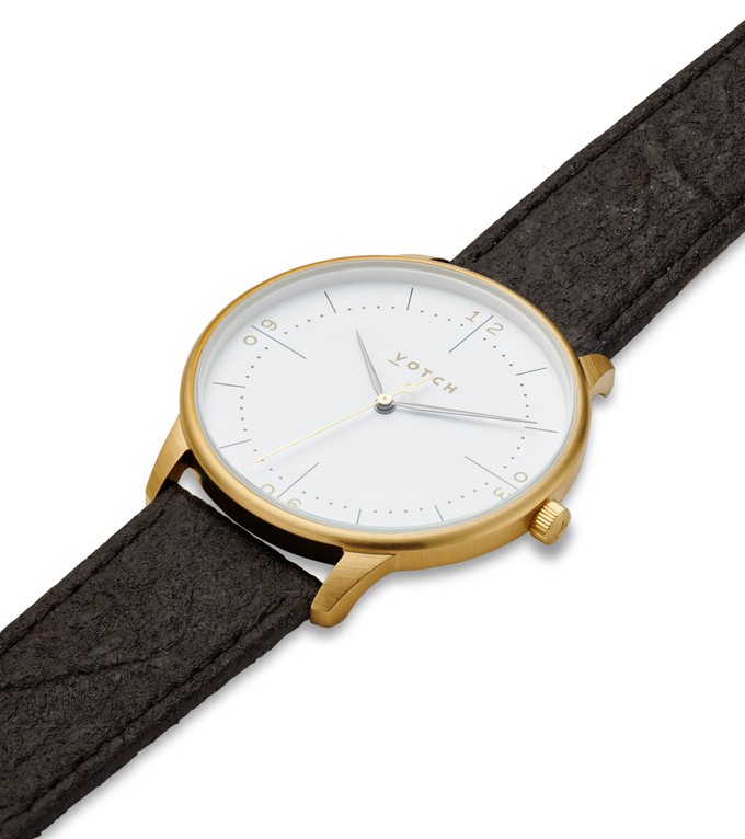 Gold & Dark Brown Piñatex Watch | Aalto from Votch