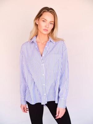 Streifen Bluse Oversized aus Organic Cotton from WOTE