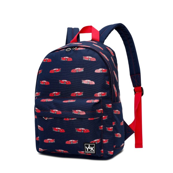 YLX Hemlock Backpack - Kids | Navy Blue &amp;amp;amp;amp;amp; Red cars from YLX Gear